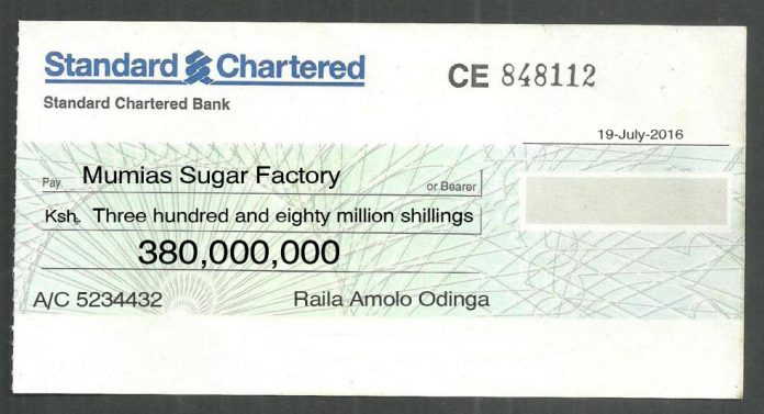 Finally Raila Odinga Agrees Pays back Three hundred and eighty million shillings he owes Mumias Sugar Limited