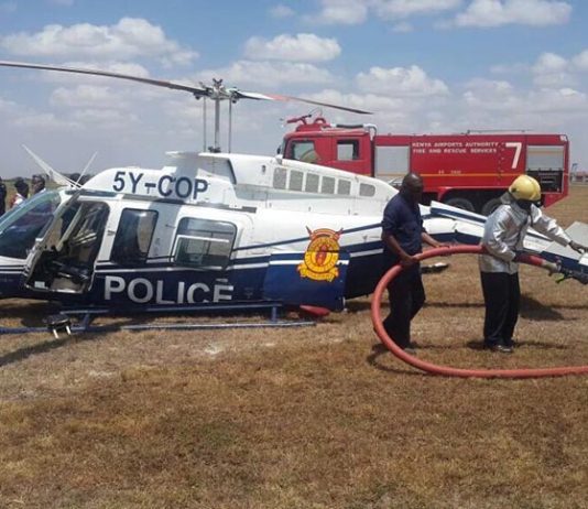 Kenya Police chopper crash lands at Wilson Airport during training