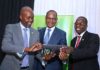 From Left) KCB Group CFO Lawrence Kimathi , KCB Group CEO and MD Joshua Oigara and KCB Group COO Sam Makome during the announcement of the KCB Group Q3 financial results