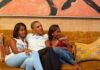 President Obama and his daughters, Malia (left) and Sasha, in the Treaty Room.