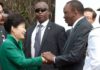 South Korea President Park Geun-hye with President Uhuru Kenyatta at State House Nairobi