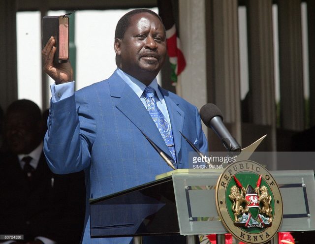 Raila Odinga taking oath of office