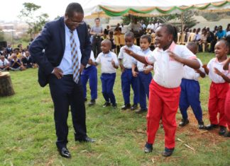Governor Wambora Dancing with ECDE Children