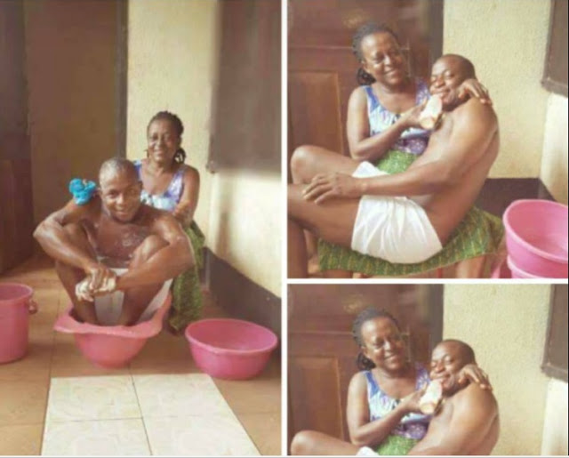 woman washes her husband photos