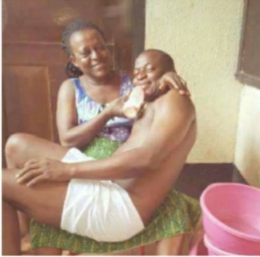 woman washes her husband