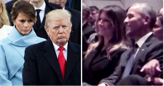 Melania Trump and Barack Obama were spotted sharing a laugh