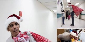 Barack Obama, with a Santa Hat and Shimmy, Surprises Patients & Families at Children’s Hospital
